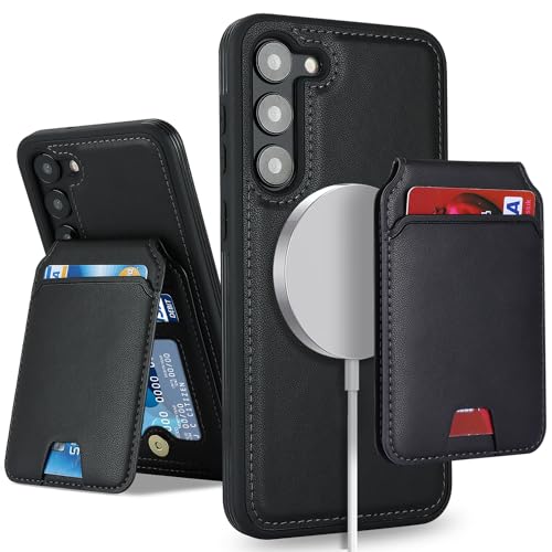 SailorTech Samsung Galaxy S23 Plus case with Credit Card Holder mag Safe, Galaxy S23 Plus Phone Leather Case Wallet for Women Compatible mag Safe Wallet Detachable 2-in-1 for Men-Black