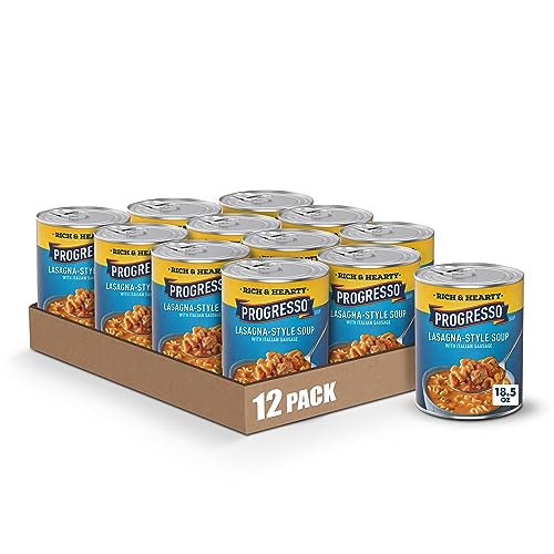 Image of Progresso Rich & Hearty, Lasagna-Style Soup With Italian Sausage, Canned Soup, 18.5 oz. (Pack of 12)