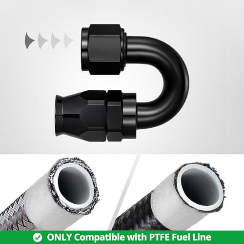 Image of EVIL ENERGY 10AN PTFE Hose End Fitting 180 Degree Black for PTFE Hose Only 4PCS