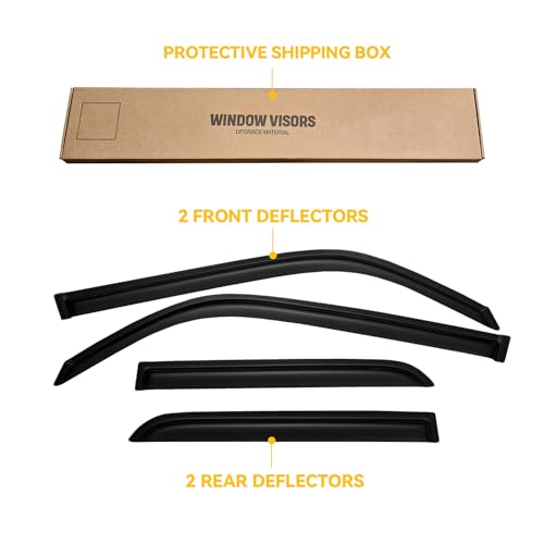 Image of Window Visor for 2010-2024 Toyota 4Runner, Out-Channel Rain Guards Shields Vent Deflector Shade Wind Dark Smoke Ventshade Ventvisor for 10-24 4Runner, Tape-On Outside-Mount, 4PCS