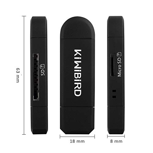 KiWiBiRD Lettore di Schede di Memoria SD/Micro SD, Adattatore Micro USB OTG e Lettore di Schede USB 2.0 TF per Computer / Smartphone / Tablet con Funzione OTG