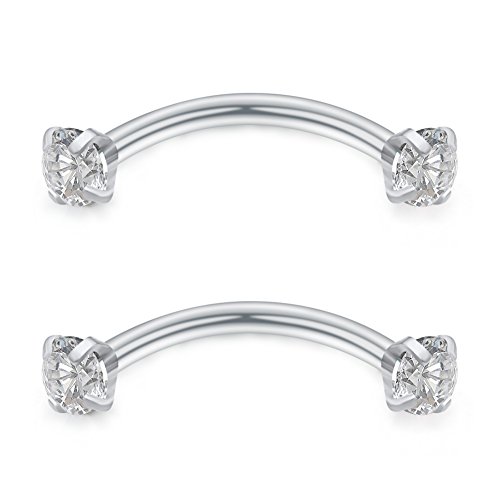 SCERRING 16 Gauge 10mm Curved Barbell Eyebrow Belly Lip Tragus Ring Piercing Jewelry4