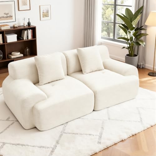 Image of Loveseat Modular Sectional Sofa, Modern 2 Seat Couch with Deep Seat