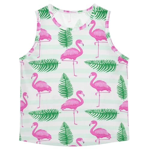 J JOYSAY Summer Flamingo Leave Boys Tank Top Sleeveless Muscle Shirts Quick Dry Kids T-Shirts 3-15T