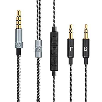 Alitutumao Sol Republic Replacement Audio Cable Aux Cord Wire with Inline Mic Remote Volume Control Compatible with Sol Republic Master Tracks HD V8 V10 V12 MFI X3 Ultra XC Headphones, Black