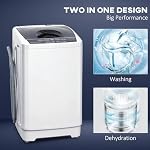 HOMCOM 1.3 Cu. Ft. laveuse portable, 9.9 lb laveuse complètement automatique 8 Programmes, 6 Niveaux d'eau, LED Affichage, Serrure d'enfant, Pompe de vidange pour les appartements, RVs, Blanc