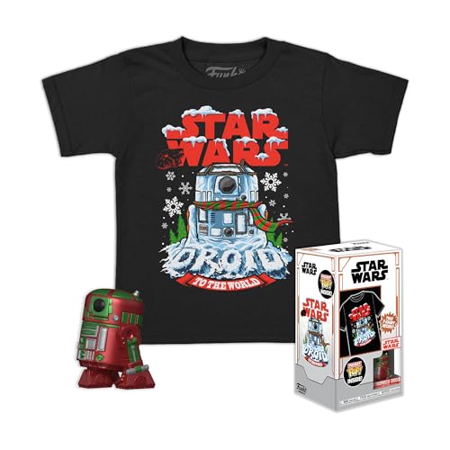 Funko Pocket Pop! & Tee: Star Wars-Holiday R2D2 - Métallique - Small - (S) - T-Shirt - Vêtements avec Mini-Figurine en Vinyle à Collectionner - Idée de Cadeau - Jouets et Top à Manches Courtes
