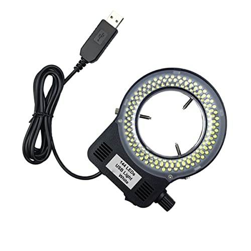 顕微鏡観察 USB 144 LED.リングライト調節可能な照明器64ランプ産業単眼小眼細管ステレオビデオ顕微鏡レンズ(USB 144 Led Lamp)