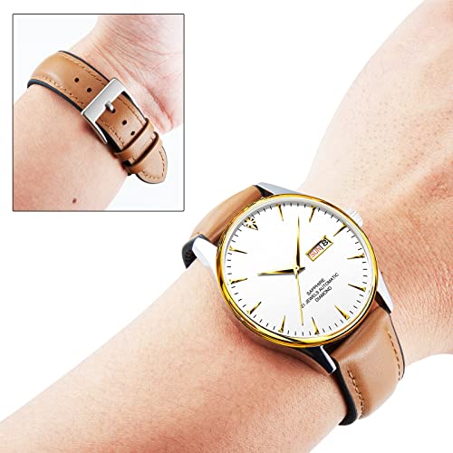 Image of BINLUN Leather Silicone Watch Bands 14mm 16mm 18mm 19mm 20mm 21mm 22mm Quick Release Breathable Micro-Perforated Leather Silicone-Lined Hybrid Watch Straps Silver /Black /Gold Buckle Men Women