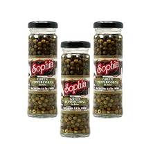 Sophia Peppercorns - Green in Brine 3.5oz 3-pack | Whole Green Peppercorns in Brine Jar | Gourmet Pepper Corns for Cooking & Sauces | Fancy Brined Pepper Corn | Jarred Condiment