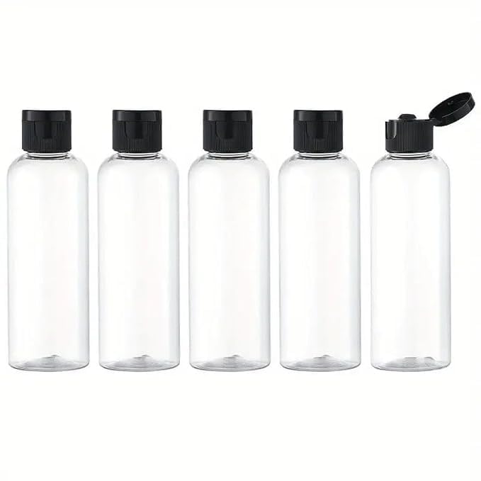 Set of 5 Empty Plastic Bottles with Screw Caps, Clear Refillable Storage Containers for Liquids, Travel Toiletries, Cosmetics, DIY Crafts, Samples, Kitchen and Household Organization (pack of 5)-image-48