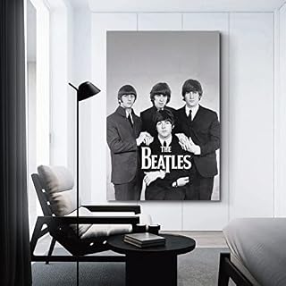 SHUPSY Poster décoratif sur toile The Beatles Band noir et blanc 60 x 90 cm - Les Beatles, Paul McCartney, John Lennon, RIngo Starr, George Harrison SHUPSY Poster décoratif sur toile The Beatles Band noir et blanc 60 x 90 cm – Image 3