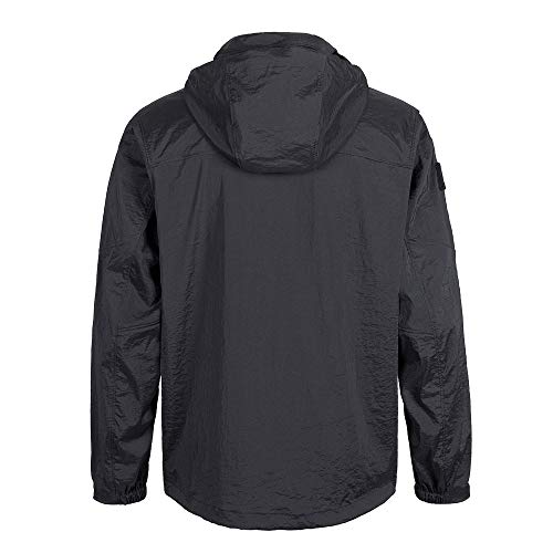 Excellent Elite Spanker Men's Lightweight Zip Waterproof Windbreaker Jacket Active Hooded Packable Jacket Trench Coats(Blk-M) #TOP3