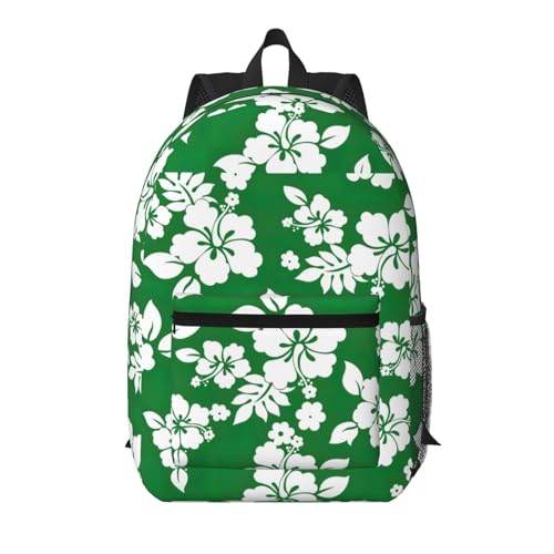 Sac à dos de voyage portable multi-poches 43,2 cm noir imprimé floral hawaïen quotidien