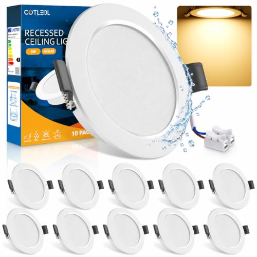 COTLEDL 10er LED Einbaustrahler 230V Warmweiß, 68-80mm Lochmaß