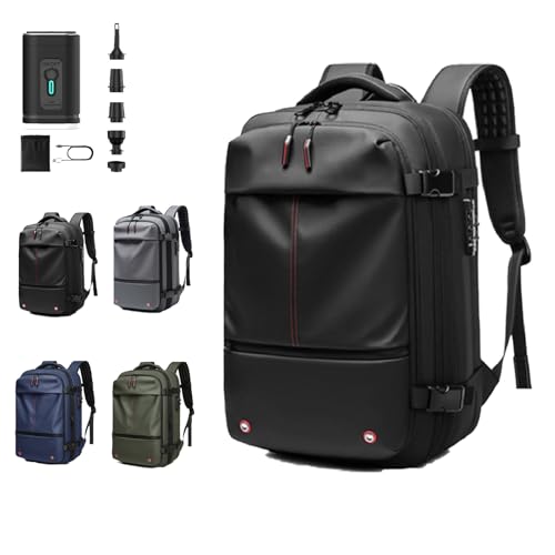 Ekon Vacuum Backpack, Ekontravel Backpack, Large Capacity Vacuum Travel Backpack With Pump, 60l Large-Capacity Expandable (Black, With Electric Pump)