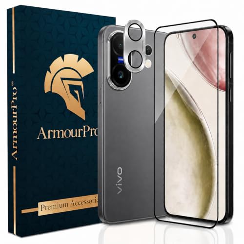 Image of ArmourPro Edge to Edge Tempered Glass for Vivo X200 FE with Silver Camera Ring Guard, 9H Screen Protector, Anti-Scratch, Anti-Fingerprint, Bubble-Free Installation Kit