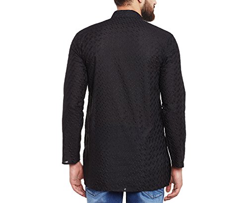 Image of SOJANYA (Since 1958 Men's Black Chicken Cotton Short Kurta