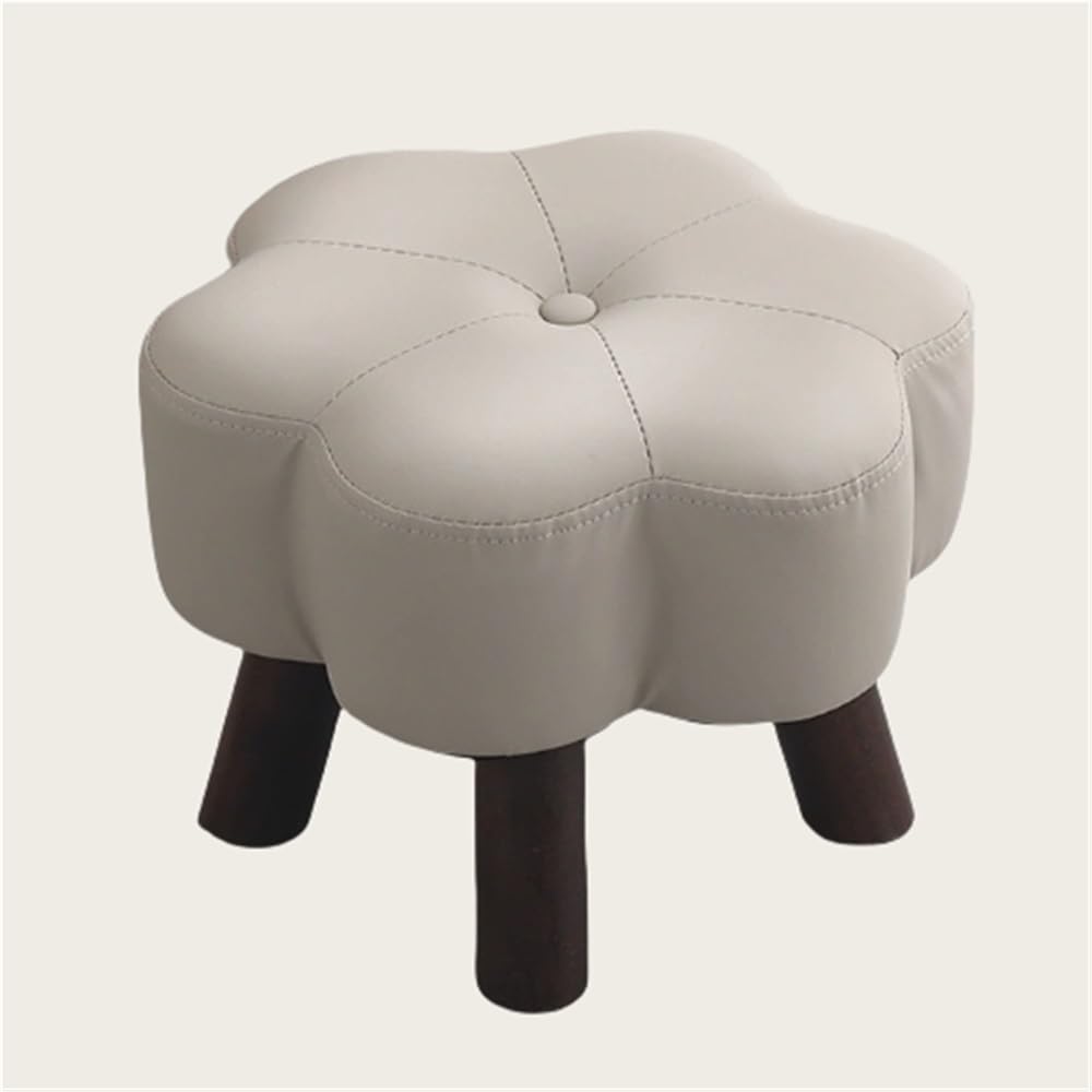 Ottoman, Upholstered Foo Rest, Modern Footstool, Shoe Changing Stool, Wood Step Stool for Living Room, Bedroom, Entryway(Gray)