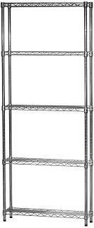 SI 10"d x 24"w x 84"h Chrome Wire Adjustable Heavy-Duty Shelving Unit with 5 Modern/Industrial Style Shelves, 800 lbs Capacity Each, Chrome Wire Shelving