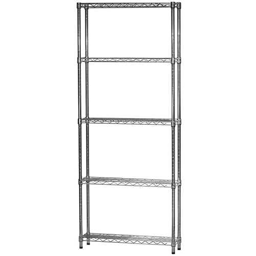 Shelving Inc. 10\" d x 24\" w x 54\" h Chrome Wire Shelving with 5 Tier Shelves, Weight Capacity 800lbs Per Shelf