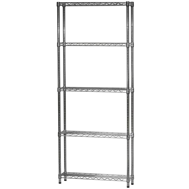Shelving Inc. 10" d x 24" w x 54" h Chrome Wire Shelving with 5 Tier Shelves, Weight Capacity 800lbs Per Shelf