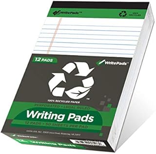 KAISA Small Legal Pads Recycled Paper Writing Pads, 50 sheets College Ruled 5