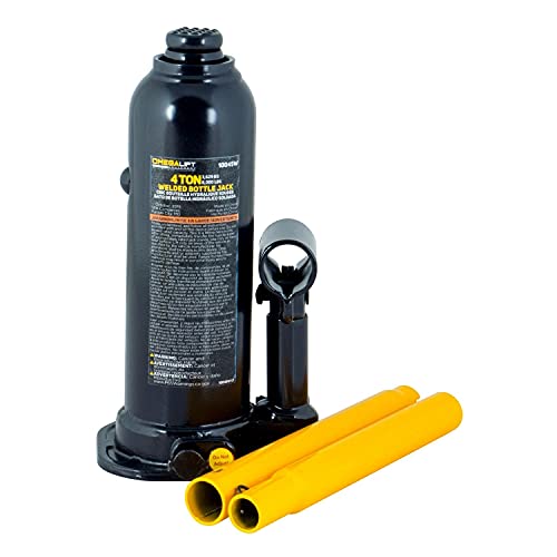 Omega-Lift Hydraulic Welded Bottle Jack - 4 Ton (8,000 Lbs) Capacity With Side Pump Two-Piece Handle #TOP1