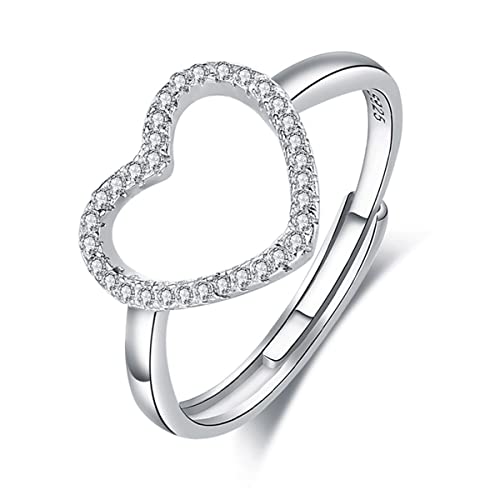 VELESAY Corazón Anillos Plata de Ley 925 para Mujer Anillo Corazó...