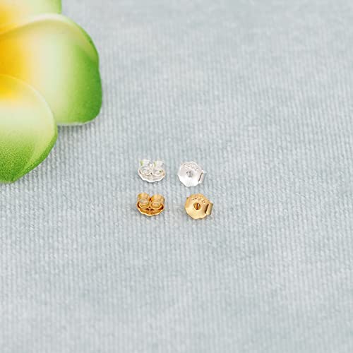 20Pcs/10Pair 18K Gold Plated Earring Backs For Studs, 925 Sterling Silver Earring Backs Replacements,No Fading Secure Hypoallergenic Secure Earring Backs (3.5X3.5X2Mm, Mix Color) #TOP6