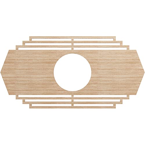Ekena Millwork 24"W x 12"H x 6 1/4"ID x 3/8"T Chrysler Wood Fretwork Pierced Ceiling Medallion, Alder