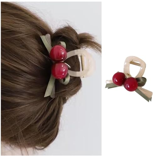 Iaceble Red Cherry Hair Claw Clip Medium Acrylic Hair Clip Claw Cute Fruit Hair Jaw Clamp Acrylic Cherry Hairclip Nonslip Hairclip Decorative Hair Accessories for Women and Girls Headdress