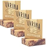Varina Natural Coffee Cream Bar Soap - Gentle Cleansing for Sensitive Skin, Earthy Scents - 3 Pack