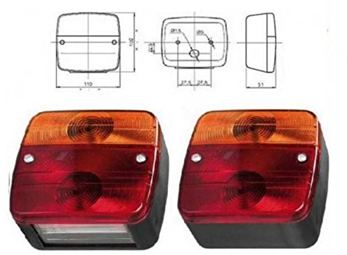 PARACHINI shop Coppia Fanali Posteriori per Carrello Barca carrelli Caravan e Camper fanale