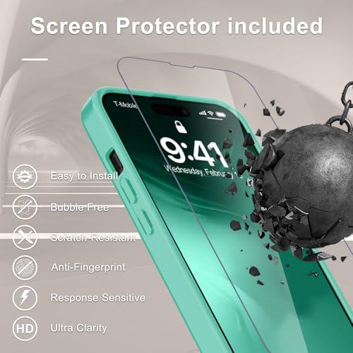 Image of YENAPOON for iPhone 15 Plus Case, iPhone 14 Plus Case, Matte Magnetic Phone Cover with 1 Screen Protector [Support for MagSafe] [Shockproof Military Grade Protection] Translucent Frosted Back, Teal