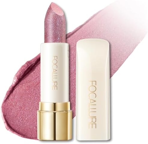 FOCALLURE Pink Shimmer Lipstick - Moisturizing, Creamy, Glitter Finish
