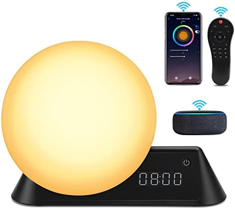 Fullware Sunrise Alarm Clock, Wake Up Light with White Noise, 15 Natural Sounds and RGBW Color Smart Alarm Clock for Kid/Adult, Work with Alexa
