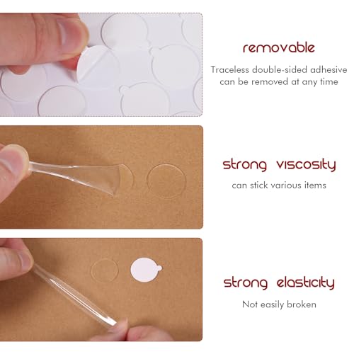 SmoTecQ Transparent Adhesive Dots, 20mm (108 Dots) – Removable Double-Sided Sticky Dots with Easy-Peel Tabs, No-Residue Clear Glue Dots for Crafts, Home & Office