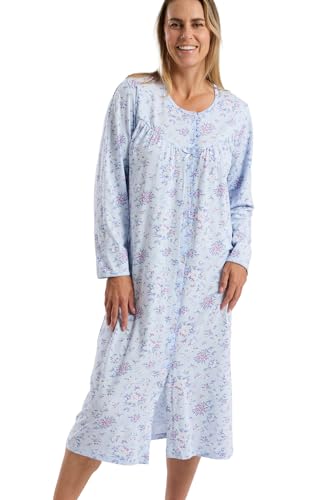 Marlon Ellie Chemise de Nuit Classique boutonnée pour Femme – Chemise de Nuit en Jersey Doux et Confortable avec Ouverture sur Le Devant avec Manches...