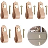 YCZCHE14 Muebles de Cuero Manija de La Puerta Perillas de Gabinete de Cuero Tiradores de Cajón de Cuero Tiradores de Piel con Tornillos para Los Muebles del Dormitorio del Cajón del Armario 6 Piezas