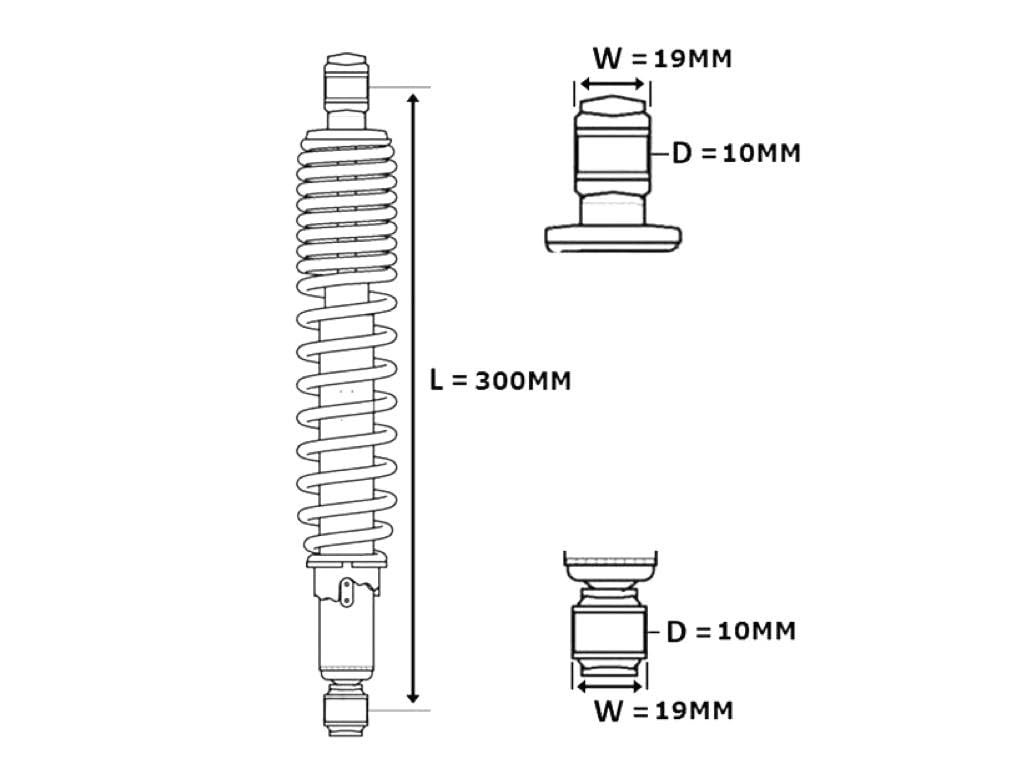 300mm Stoßdämpfer Federbeine Satz Schwarz Chrom passend für Mofa, Moped, Mokick – Einstellbar passend für Kreidler, Zündapp, Hercules, Puch, Simson uvm.