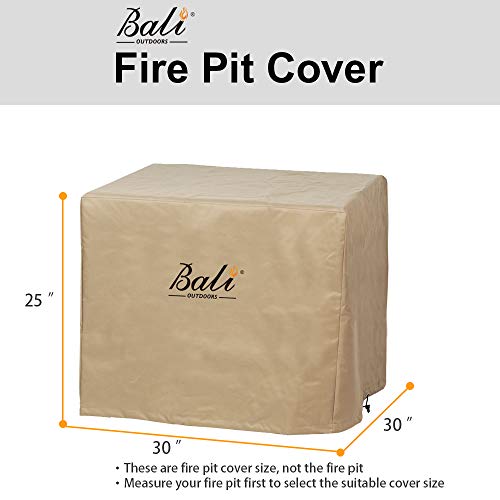 Bali Outdoors 30 Inch Square Patio Fire Pit Table Cover, Heavy Duty, Waterproof And Weather Resistant Oxford Fabric Cover, Brown #TOP1