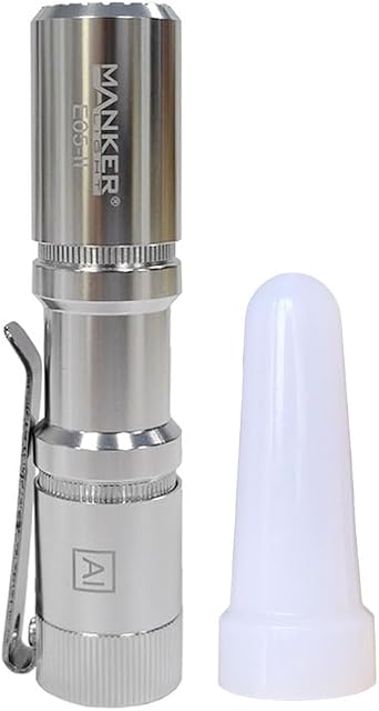 Mankerlight E05 IISilvery, Cool-White Version, 6500K Compact Flashlight, High Density LED 1300Lumens, IPX8 Waterproof White-Filter,No Battery