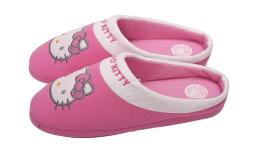 Bandal & Neoul Kitty's Closed Toe Cotton Room Slippers - Size 5-6 (220-230cm) - Non Slippery Rubber Sole - Officially Licensed3