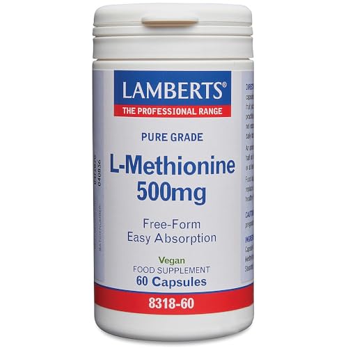 Image of Lamberts L-Methionine 500mg – Free Form Amino Acid – Maximum Absorbtion - 60 Capsules - Vegan