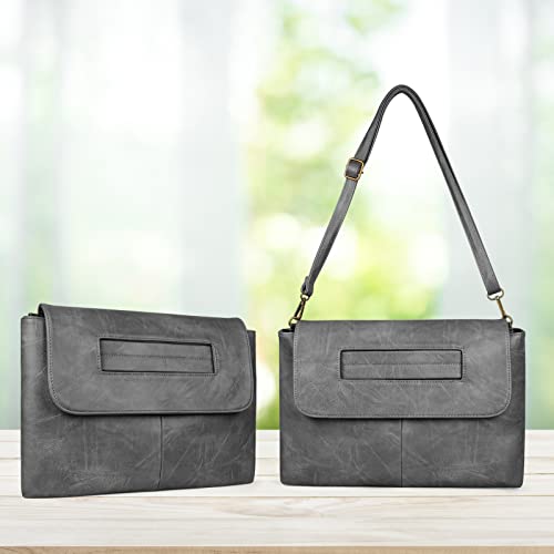Women's Envelope Clutch Bag Faux Leather Crossbody Handbags With Shoulder Strap Messenger Bag Evening Party Prom (Grey) #TOP6