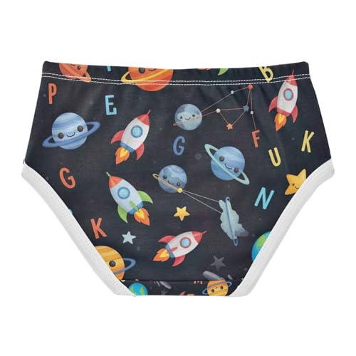 Toddler Girl Panties, Cute Cartoon Planets Girls Cotton Underwear, 2T–8 Years2