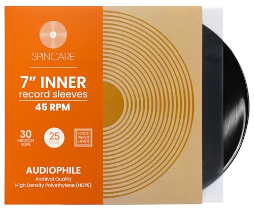 25x 7 Inch Anti Static Inner Vinyl Record Sleeves | Audiophile Poly Lined Plastic Protective 45rpm Single Sleeve | Replaces Paper Sleeves & Fits Inside Cardboard Inners | Archival Quality Triple Ply