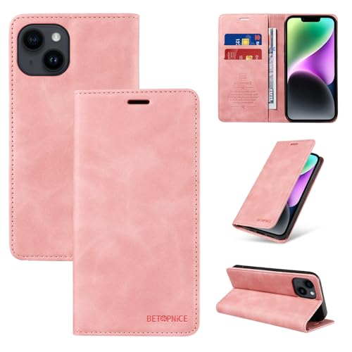 Capa Carteira Flip para iPhone 14 Plus Capinha de Couro com Suporte de Cartão Suporte Magnético para