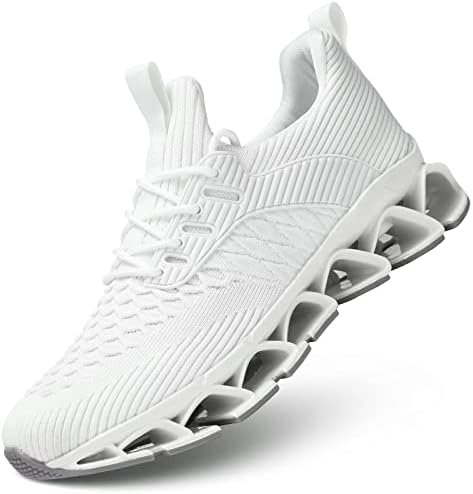 Mens Running Walking Shoes Blade Tennis Casual Fashion Slip on Sneakers Comfort Non Slip Work Sport Athletic Trainer White